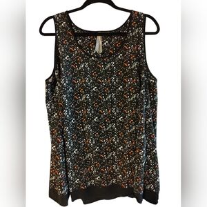 Chic Black and Orange Patterned Tank Top